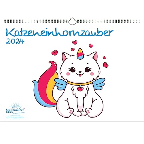Katzeneinhornzauber DIN A3 Kalender für 2024 Katzen Einhorn Katzenbabys - Seelenzauber von Seelenzauber