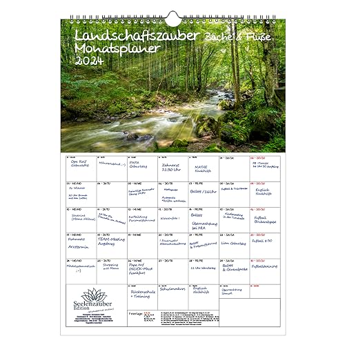 Landschaftszauber Bäche und Flüße Planer DIN A3 Kalender für 2024 Bach Fluß Baum Bäume Wald Natur - Seelenzauber von Seelenzauber