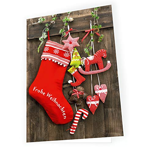 Seelenzauber Weihnachtskarte Nikolaus - Strumpf mit passendem Umschlag 10x Karte 10x Umschlag von Seelenzauber