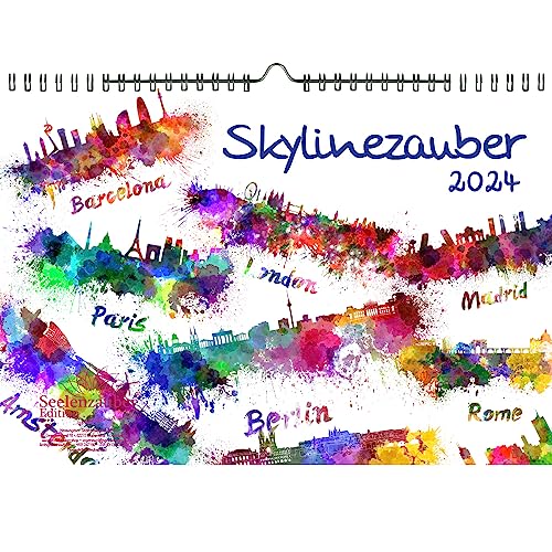 Skylinezauber DIN A4 Kalender für 2024 Skylines in Aquarell - Seelenzauber von Seelenzauber