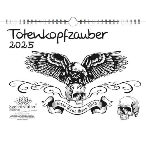 Totenkopfzauber DIN A4 Kalender für 2025 Totenkopf Skull Bones Gothik - Seelenzauber von Seelenzauber
