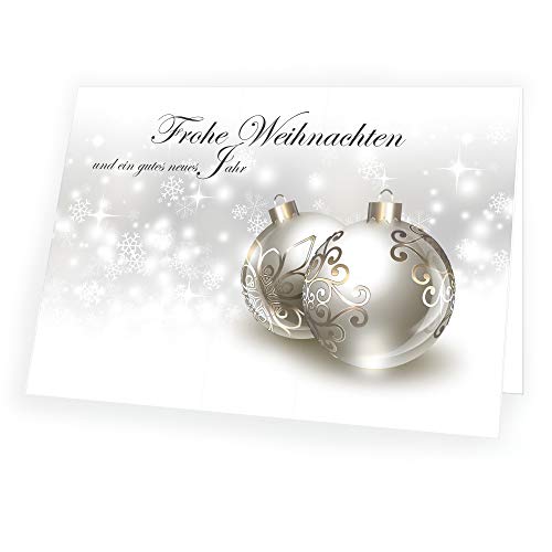 Weihnachtskarte Silberne Kugeln mit passendem Umschlag 250x Karte 250x Umschlag von Seelenzauber