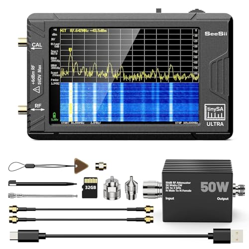 SeeSii TinySA Ultra Spektrumanalysator mit 50W Dämpfungsglied, 4,0 Zoll Frequenzanalysator 100 kHz- 5,3G Hz, 2-in-1 Signalgenerator 100 kHz - 800 MHz MF/VHF/HF UHF Eingang mit 32 GB Speicherkarte SeeSii TinySA Ultra Spektrumanalysator mit 50W Dämpfungsglied, 4,0 Zoll Frequenzanalysator 100 kHz- 5,3G Hz, 2-in-1 Signalgenerator 100 kHz - 800 MHz MF/VHF/HF UHF Eingang mit 32 GB Speicherkarte von Seesii