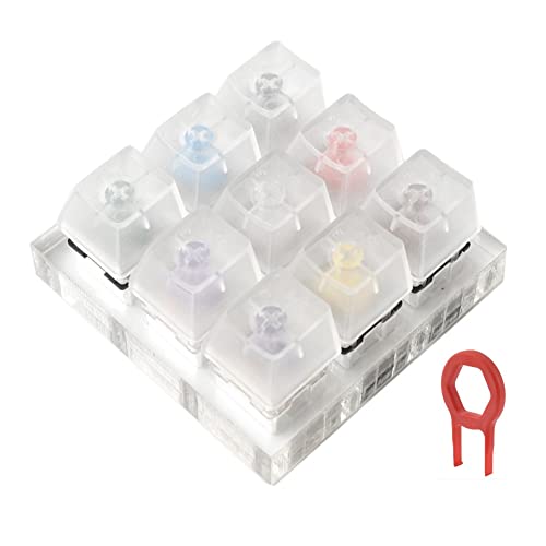 Sefdrert 9-Tasten-Schalter-Tester mit Acryl-Basis mit Tastenkappen für Box 4 mechanische Tastatur mit Tastenabzieher von Sefdrert