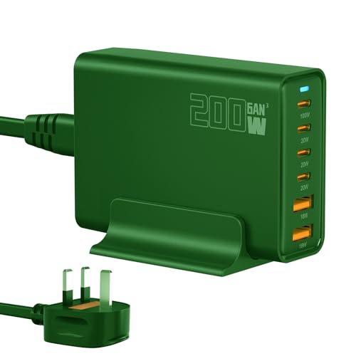 200W USB C Schnellladegerät Stecker, 6-Port GaN III Ladestation PD 100W 65W 44W 20W Laptop Ladegerät für 18W QC, kompatibel mit MacBook Pro/Air, Dell XPS, iPhone 15/16/14/ Pro, iPads, Steam Deck 200W USB C Schnellladegerät Stecker, 6-Port GaN III Ladestation PD 100W 65W 44W 20W Laptop Ladegerät für 18W QC, kompatibel mit MacBook Pro/Air, Dell XPS, iPhone 15/16/14/ Pro, iPads, Steam Deck von Sefitopher