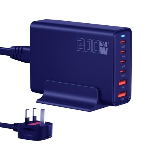200W USB C Schnellladegerät Stecker, 6-Port GaN III Ladestation PD 100W 65W 44W 20W Laptop Ladegerät für 18W QC, kompatibel mit MacBook Pro/Air, Dell XPS, iPhone 15/16/14/ Pro, iPads, Steam Deck 200W USB C Schnellladegerät Stecker, 6-Port GaN III Ladestation PD 100W 65W 44W 20W Laptop Ladegerät für 18W QC, kompatibel mit MacBook Pro/Air, Dell XPS, iPhone 15/16/14/ Pro, iPads, Steam Deck von Sefitopher