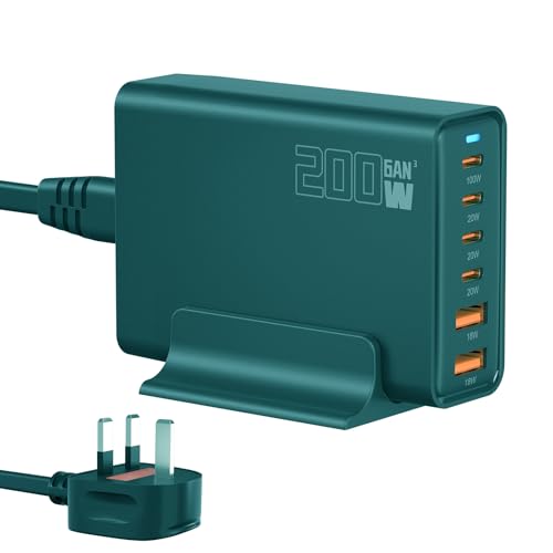 200W USB C Schnellladegerät Stecker, 6-Port GaN III Ladestation PD 100W 65W 44W 20W Laptop Ladegerät für 18W QC, kompatibel mit MacBook Pro/Air, Dell XPS, iPhone 15/16/14/ Pro, iPads, Steam Deck 200W USB C Schnellladegerät Stecker, 6-Port GaN III Ladestation PD 100W 65W 44W 20W Laptop Ladegerät für 18W QC, kompatibel mit MacBook Pro/Air, Dell XPS, iPhone 15/16/14/ Pro, iPads, Steam Deck von Sefitopher
