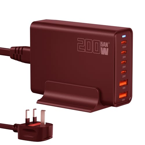 200W USB C Schnellladegerät Stecker, 6-Port GaN III Ladestation PD 100W 65W 44W 20W Laptop Ladegerät für 18W QC, kompatibel mit MacBook Pro/Air, Dell XPS, iPhone 15/16/14/ Pro, iPads, Steam Deck 200W USB C Schnellladegerät Stecker, 6-Port GaN III Ladestation PD 100W 65W 44W 20W Laptop Ladegerät für 18W QC, kompatibel mit MacBook Pro/Air, Dell XPS, iPhone 15/16/14/ Pro, iPads, Steam Deck von Sefitopher