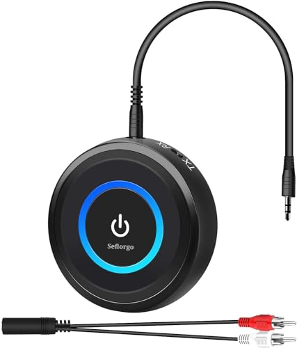 Seflorgo Bluetooth 5.3 Sender/Empfänger für TV zu drahtlosen Kopfhörern/Lautsprechern, aptX Adaptive/Low Latency/HD Bluetooth AUX von Seflorgo