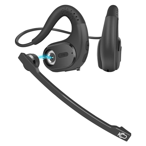 Seflorgo Bluetooth-Headset, Headset mit abnehmbarem Mikrofon Geräuschunterdrückung, Open-Ear-Komfort-Kopfhörer für Telefonate und PC-Meetings, Bluetooth 5.3 Dual-Verbindung, 12 Stunden Arbeitszeit von Seflorgo