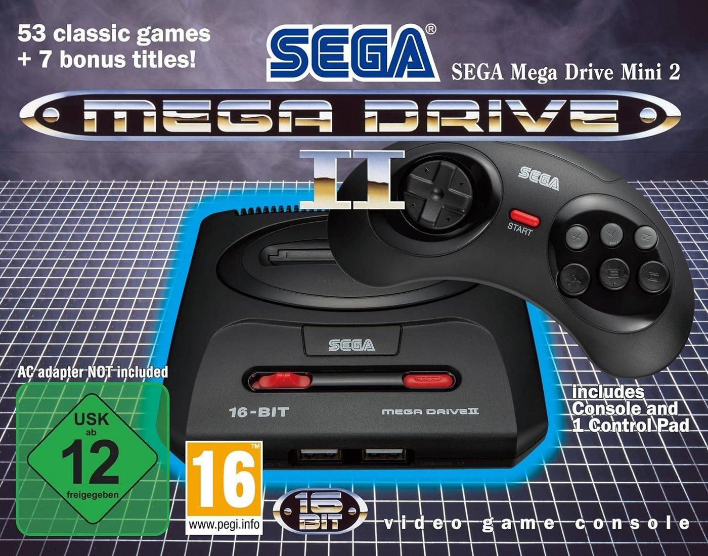 Sega Sega Mega Drive Mini 2, 60 Spiele, Spielkonsole Konsole, Spielekonsole (inkl. 1 Controller, 60 Spiele auf CD), Gaming Konsolen Spielkonsolen Videospiel Konsole PC, Videospielkonsole von Sega