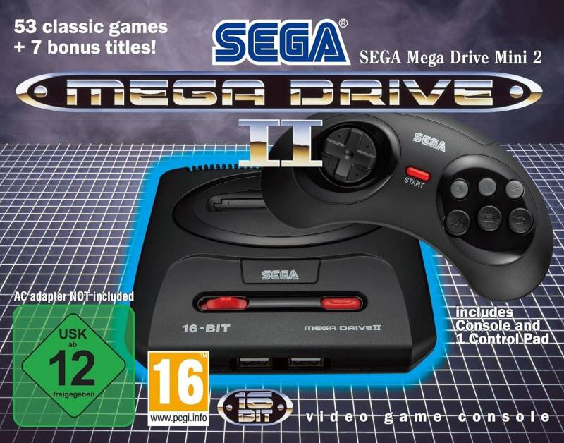 Sega Sega Mega Drive Mini 2, 60 Spiele, Spielkonsole Konsole, Spielekonsole (inkl. 1 Controller, 60 Spiele auf CD), Gaming Konsolen Spielkonsolen Videospiel Konsole PC, Videospielkonsole von Sega
