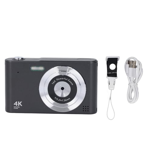 Digitalkamera 48MP 1080p 16x Zoom Anti Shake Timed Photography Motion Detection Aufzeichnung Tragbare Digitalkamera für Innen- und Outdoor -Aktivitäten Abs Material 2,4 Zoll (Schwarz) von Segrehy