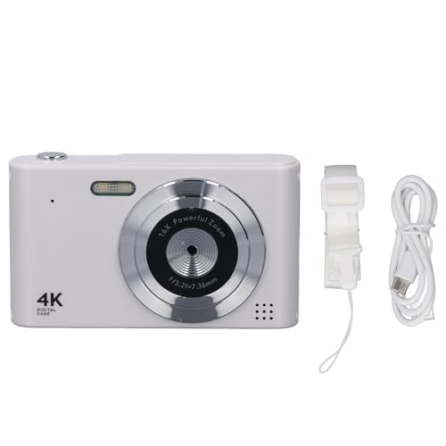 Digitalkamera 48MP 1080p 16x Zoom Anti Shake Timed Photography Motion Detection Aufzeichnung Tragbare Digitalkamera für Innen- und Outdoor -Aktivitäten Abs Material 2,4 Zoll (Weiß) von Segrehy