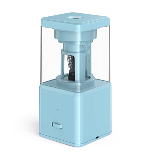 Elektrischer Bleistiftschärfer tragbarer batteriebetriebener schnelles Schärfen für 7 8 mm Stifte mit großer Abfallbehälter Auto Stopp -Aus für Schüler Blaurosa ABS 8x8x16 5cm 420g von Segrehy