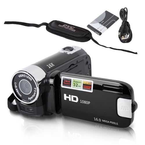 VHS-Camcorder, DV-Camcorder 4K 48 MP DV-Kamera, 2,7-Zoll-TFT-drehbarer Bildschirm, 16-facher Digitalzoom-Videokamera mit USB-Kabel, tragbarer Kompakt-Camcorder für Familien, (Schwarz) von Segrehy