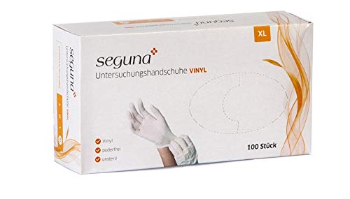 SEGUNA Einweghandschuhe Vinyl, 100 Stück, Gr. S, M, L, XL, latexfrei, puderfrei, Vinyl Handschuhe, Einmalhandschuhe SEGUNA Einweghandschuhe Vinyl, 100 Stück, Gr. S, M, L, XL, latexfrei, puderfrei, Vinyl Handschuhe, Einmalhandschuhe von Seguna
