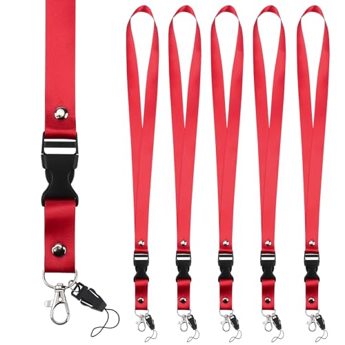 Segus Schlüsselband 5 Stück, Schlüsselband Rot, Schlüsselanhänger Lang, Lanyard für Büro, Schule, Krankenhaus, Ausweishalter, Schlüssel Segus Schlüsselband 5 Stück, Schlüsselband Rot, Schlüsselanhänger Lang, Lanyard für Büro, Schule, Krankenhaus, Ausweishalter, Schlüssel von Segus