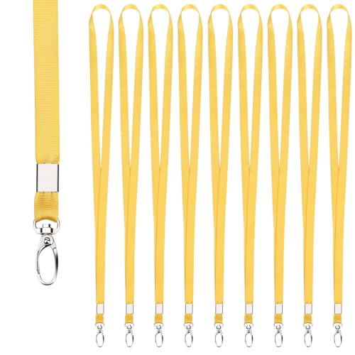 Segus Schlüsselband Lang, Schlüsselband 10 Stück, Schlüsselbänder zum Umhängen, mit Drehbarem Metallclip, Schlüsselanhänger Band für Ausweishalter (Gelb) von Segus