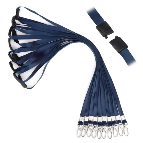 Segus Schlüsselband Sicherheitsverschluss, 10 Stück Schlüsselband mit Karabiner, Lanyards mit Drehbarem Metallclip, für Ausweishalter, Schlüssel, Sportpfeifen (Dunkelblau) von Segus