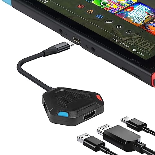 3 in 1 Switch Dock für Switch/Switch OLED,Portable Switch TV Adapter mit 4K HDMI,USB 3.0 Port,Type C PD2.0 Aufladung,Switch Docking Station Switch USB C zu HDMI (Schwarz) von Sehawei