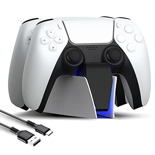 PS5 Controller Ladestation,PS5 Dual Sense-Controller 2.5 Std Schnelllade mit LED-Ladestatusanzeige,Unterstützt Zwei Griffe zum gleichzeitigen Aufladen von Sehawei