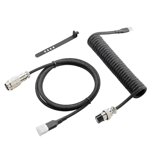 Sehuby Customs Coiled USB Kabel für Gaming Tastaturen Doppelhülse Mechanisches Tastaturkabel mit USB Luftfahrtanschlüssen von Sehuby