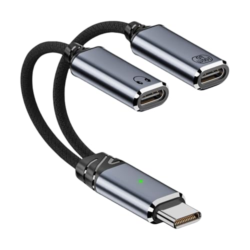 Sehuby USB-C-Splitterkabel, 1 zu 2 Kopfhörer-Adapterkabel, 2-in-1-Design, PD100W, schnelles Aufladen, 480 Mbit/s Daten Sehuby USB-C-Splitterkabel, 1 zu 2 Kopfhörer-Adapterkabel, 2-in-1-Design, PD100W, schnelles Aufladen, 480 Mbit/s Daten von Sehuby