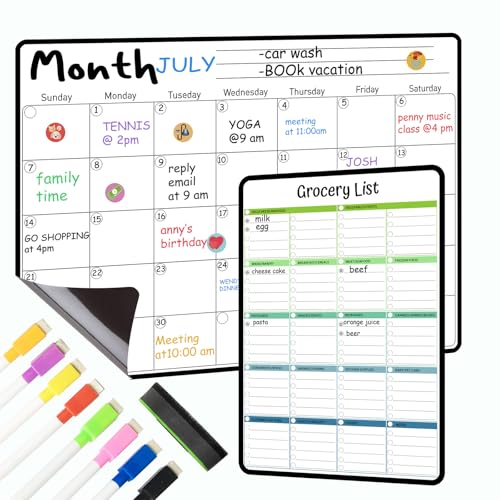Sehuby Wöchentliches Whiteboard, magnetisch, Monats- und Wochenkalender, Whiteboard für Kühlschränke, trocken abwischbar, trocken abwischbar, magnetisches Whiteboard Sehuby Wöchentliches Whiteboard, magnetisch, Monats- und Wochenkalender, Whiteboard für Kühlschränke, trocken abwischbar, trocken abwischbar, magnetisches Whiteboard von Sehuby