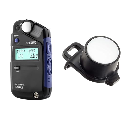 Sekonic FLASHMATE L-308X Belichtungsmessgerät für Fotografen und Filme, Schwarz/Blau & SE JL37 Lumidisc für L308S-schwarz von Sekonic