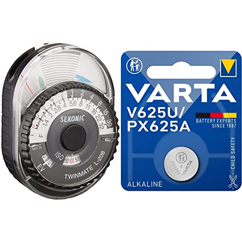 Sekonic L-208 Twinmate & VARTA Batterien Electronics V625U Lithium Knopfzellen LR9 1er Pack Knopfzellen in Original 1er Blisterverpackung von Sekonic