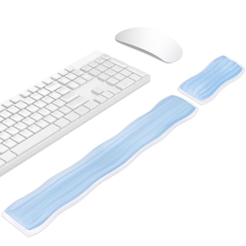 Sekonow Gel-Handgelenkauflage für Computertastatur und Maus, ergonomische, transparente Tastaturauflage und Maus-Handgelenkauflage für Gaming, Computer, Laptops, Bürogebrauch (blau) von Sekonow