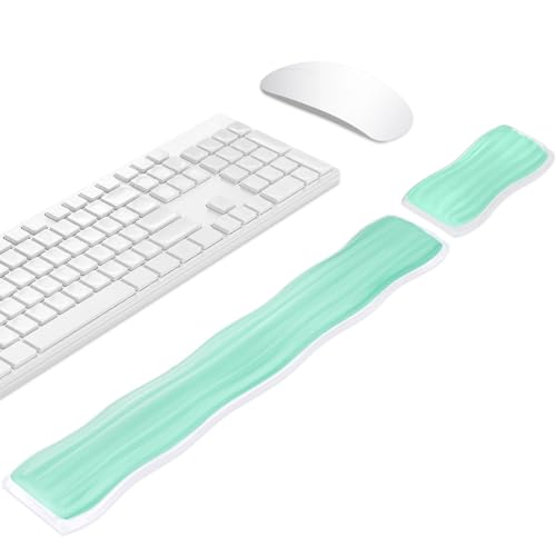 Sekonow Gel-Handgelenkauflage für Computertastatur und Maus, ergonomische, transparente Tastaturauflage und Maus-Handgelenkauflage für Gaming, Computer, Laptops, Bürogebrauch (grün) von Sekonow
