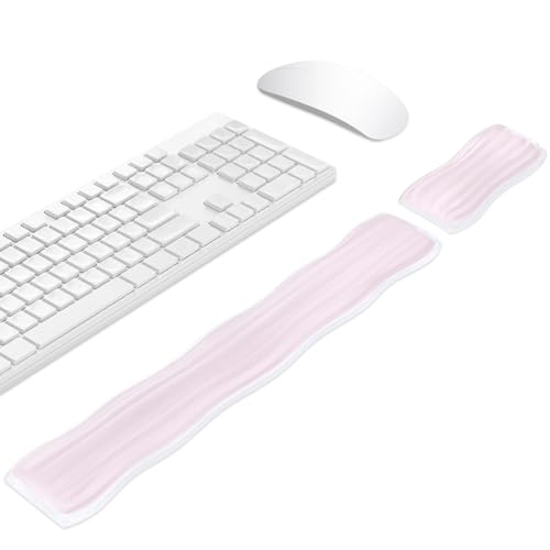 Sekonow Gel-Handgelenkauflage für Computertastatur und Maus, ergonomische klare Tastaturauflage und Maus-Handgelenkauflage für Gaming, Computer, Laptops, Bürogebrauch (Rosa) von Sekonow