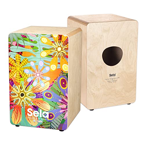 Sela Art Series Flower Power Snare Cajon - hochwertiges Percussion-Instrument - Trommel Erwachsene & Kinder aus Birkenholz - Box-Drum für Anfänger und Fortgeschrittene - langlebig von Sela