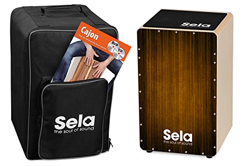 Sela SE 147 NL Varios Brown Cajon Bundle mit Rucksack, Sitzpad, niederländischer Anfängerschule, CD und DVD von Sela