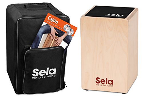 Sela SE 153 FR Primera Cajon Einsteiger-Bundle mit Rucksack, Sitzpad und französischer Anfängerschule, CD/DVD, Natur von Sela