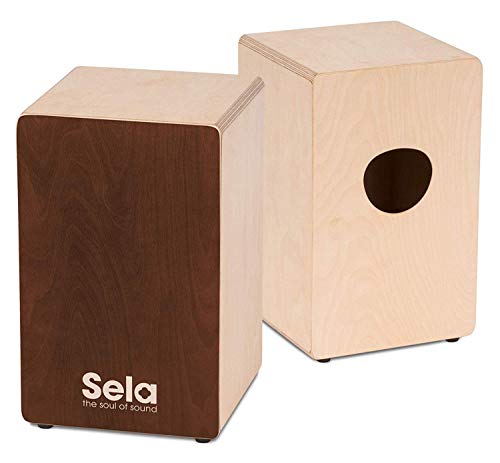 Sela SE 162 Primera Cajon Brown mit Sela Snare System, aufgebaut, für Einsteiger und Fortgeschrittene, Made in Germany von Sela