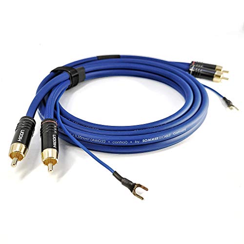 Phonokabel 75cm mit extra Langer Erdungsleitung geschirmt Sommer Cable 2 x 0,35mm² Audiokabel vergoldete Stecker 0,75m - SC81-K3-0075 von Selected Cable