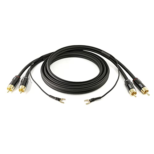 Selected Cable 12m langes Phonokabel Cinchkabel geschirmt Audioleitung 2x 0,35mm² extra längere Masseleitung 1x 0,35mm² vergoldete RCA Stecker - SC81-K3-BLK-1200 von Selected Cable