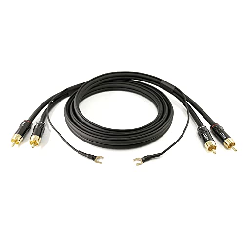 Selected Cable 6m NF- Phonokabel geschirmt Stereo OFC 3x 0,35mm² RCA- Cinchkabel extra 6,1m lange Masseleitung für Receiver GND Anschluß - SC81-K3-BLK-0600 von Selected Cable