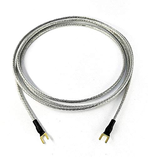 Selected Cable Erdungsleitung 2,75m 1 x 0,50mm² für Plattenspieler Phonogeräte mit Masseanschluß inkl. vergoldeter Gabelschuh Masseleitung transparent Silber Geflechtschirm von Selected Cable