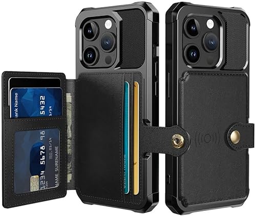 Brieftasche Hülle Passend für Apple iPhone 15 Pro - Back Cover mit Kartenhalter - Handyhülle für Debitkarte - Kartenhalter auf Rückseite - Case mit Magnet für Auto Halter Schwarz von Selected by GSMpunt.nl