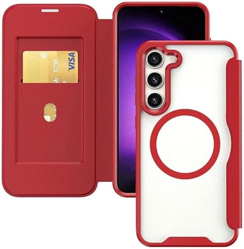 Brieftasche Hülle Passend für Samsung Galaxy S23 | Kompatibel mit MagSafe | Wallet Book Case mit Magnet | Schutzhülle mit Kartenfach | Rot von Selected by GSMpunt.nl