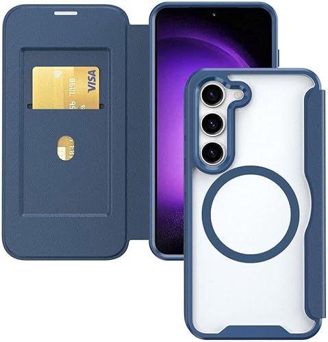 Brieftasche Hülle Passend für Samsung Galaxy S24 Plus | Kompatibel mit MagSafe | Wallet Book Case mit Magnet | Schutzhülle mit Kartenfach | Blau von Selected by GSMpunt.nl