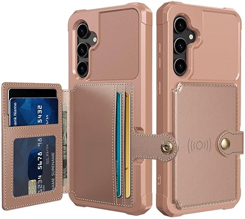 Selected by GSMpunt.nl Brieftasche Hülle Passend für Samsung Galaxy S23 FE - Back Cover mit Kartenfach - Handyhülle für Debitkarte - Kartenhalter auf Rückseite - Case mit Magnet für Auto Halter Rosa von Selected by GSMpunt.nl