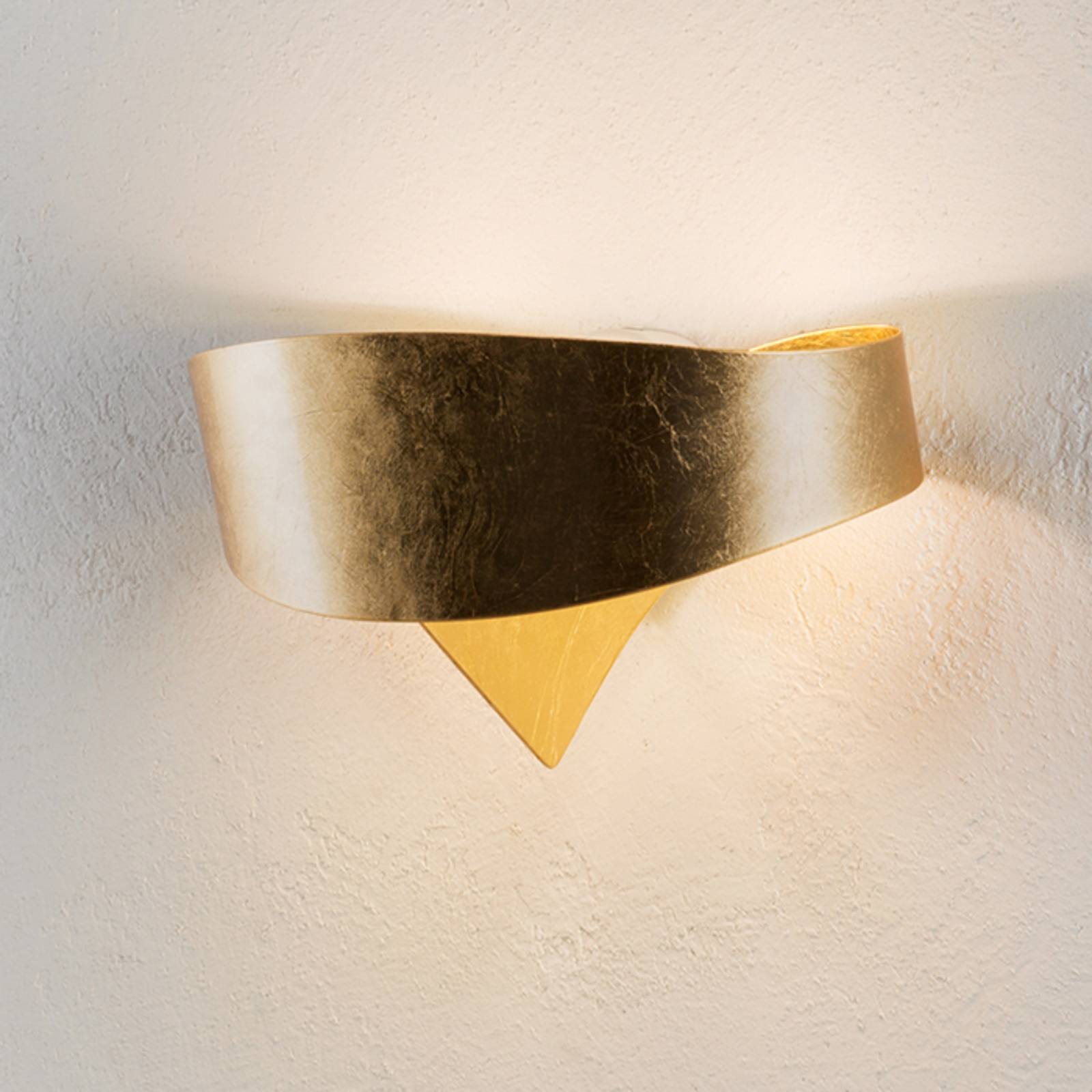 Goldene Designer-Wandleuchte Scudo von Selène