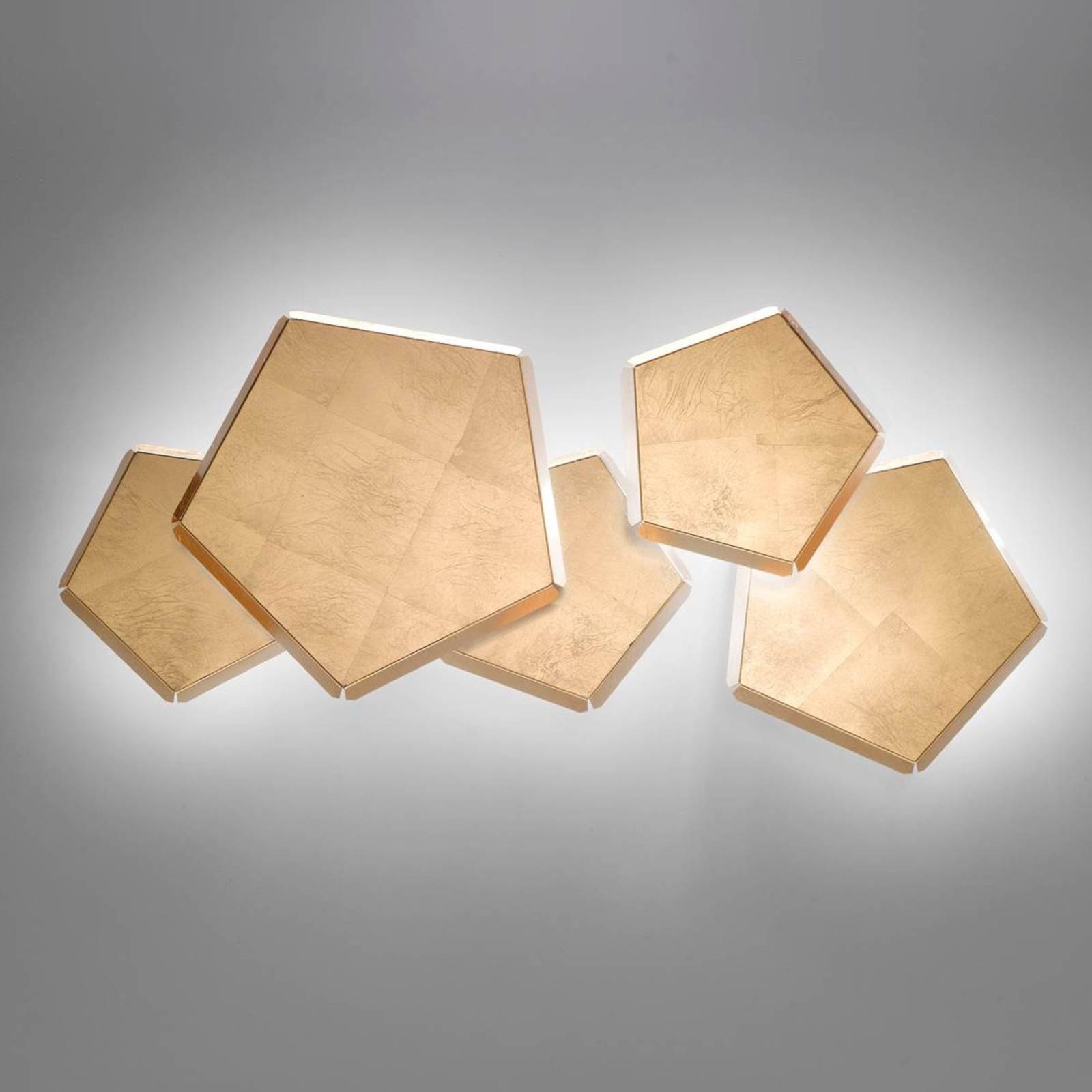 LED-Wandleuchte Pleiadi mit Blattgold, fünfflammig LED-Wandleuchte Pleiadi mit Blattgold, fünfflammig von Selène