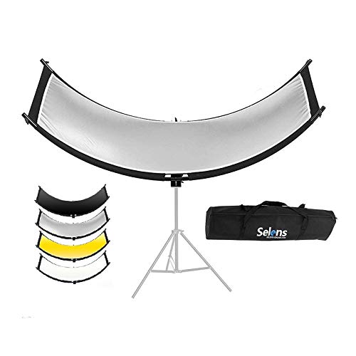 Selens 4 in 1 Reflektor 60x180cm U Form Gebogener Reflektoren Einstellbarer Beleuchtungs Diffusor mit Schwarz/Weiß/Gold/Silber Reflectors Tragetasche für Fotografie Fotostudio Porträt Catch Light von Selens