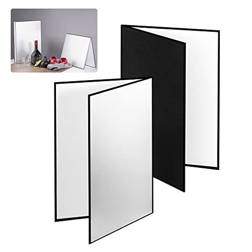 Selens Reflektor Cardboard 3-in-1, Fotografie Food Background Reflector Cardboard 29,7X42cm A3 Faltender Licht Diffusor Brett 2 Stück für Foto Essen Produkt Fotograf Shooting Silber/Weiß/Schwarz von Selens